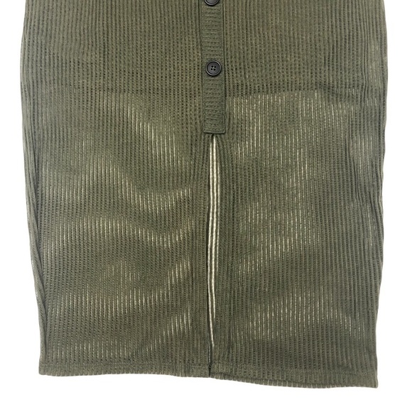 Express Ribbed Green Button Front MIdi Dress Size S/P - Picture 8 of 13